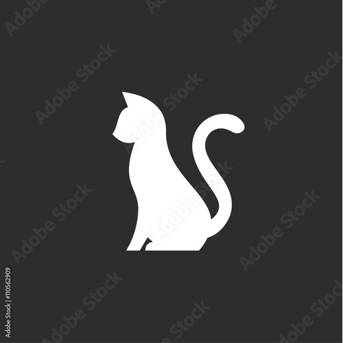 Silhouette of pet cat with a tail up abstract stylization animal for your business logo