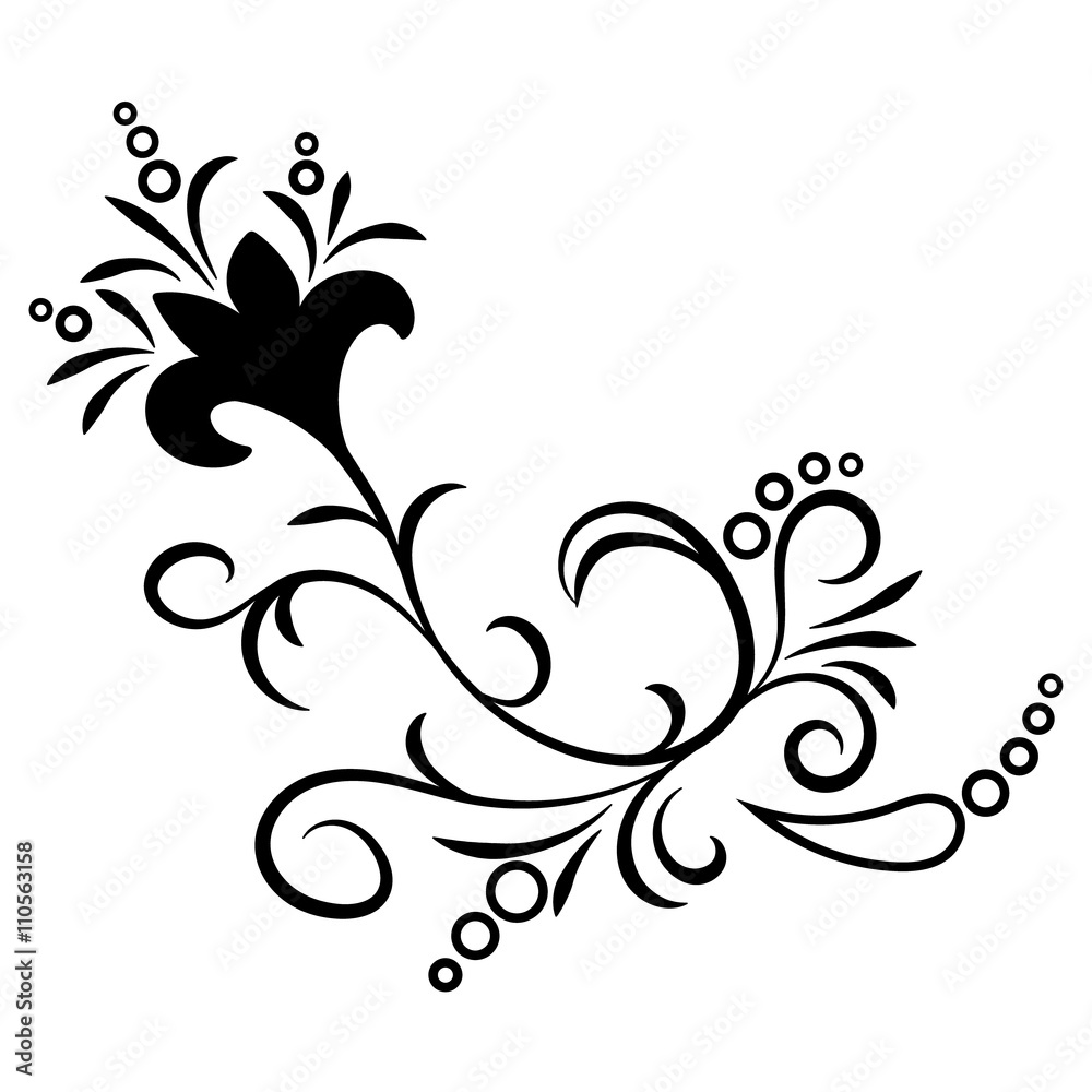 Doodle abstract black handdrawn flower ornament Doodle abstract black handdrawn flower ornament