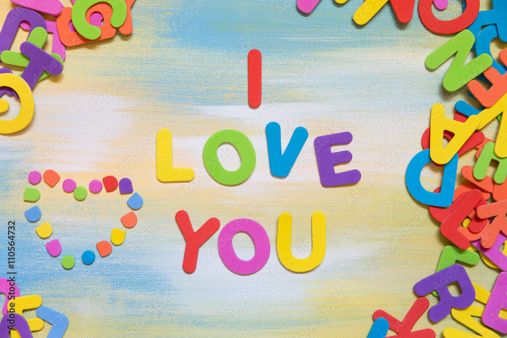 colorful letters building the text i love you colorful letters building the text i love you