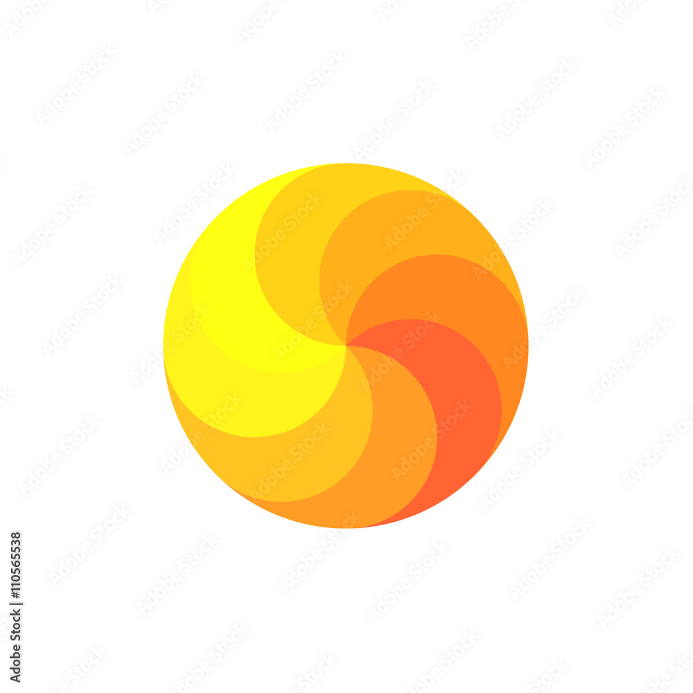 Scope rainbow in shades of orange, spiral swirling illustration