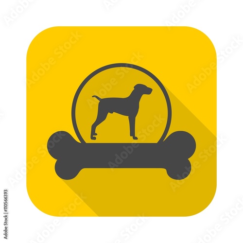 Dog design icon with long shadow