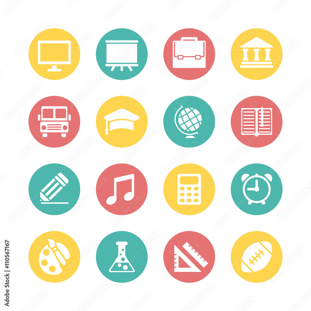Education Icon Set. Flat Design Style. Education Icon Set. Flat Design Style.