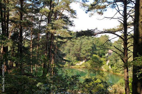 View of a calm lake with green and blue water