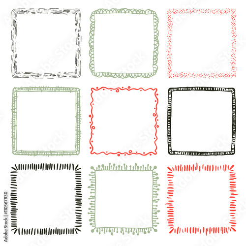 Set of 9 decorative square border frames.