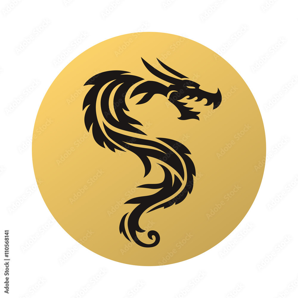 Chinese dragon on white background vector illustration. 