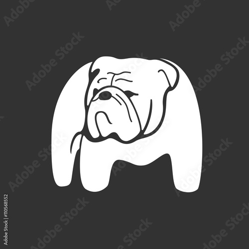 Wallpaper Mural Bulldog monochrome silhouette. Torontodigital.ca
