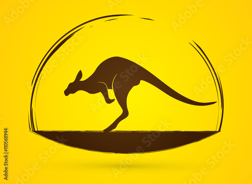 Kangaroo jumping graphic vector.