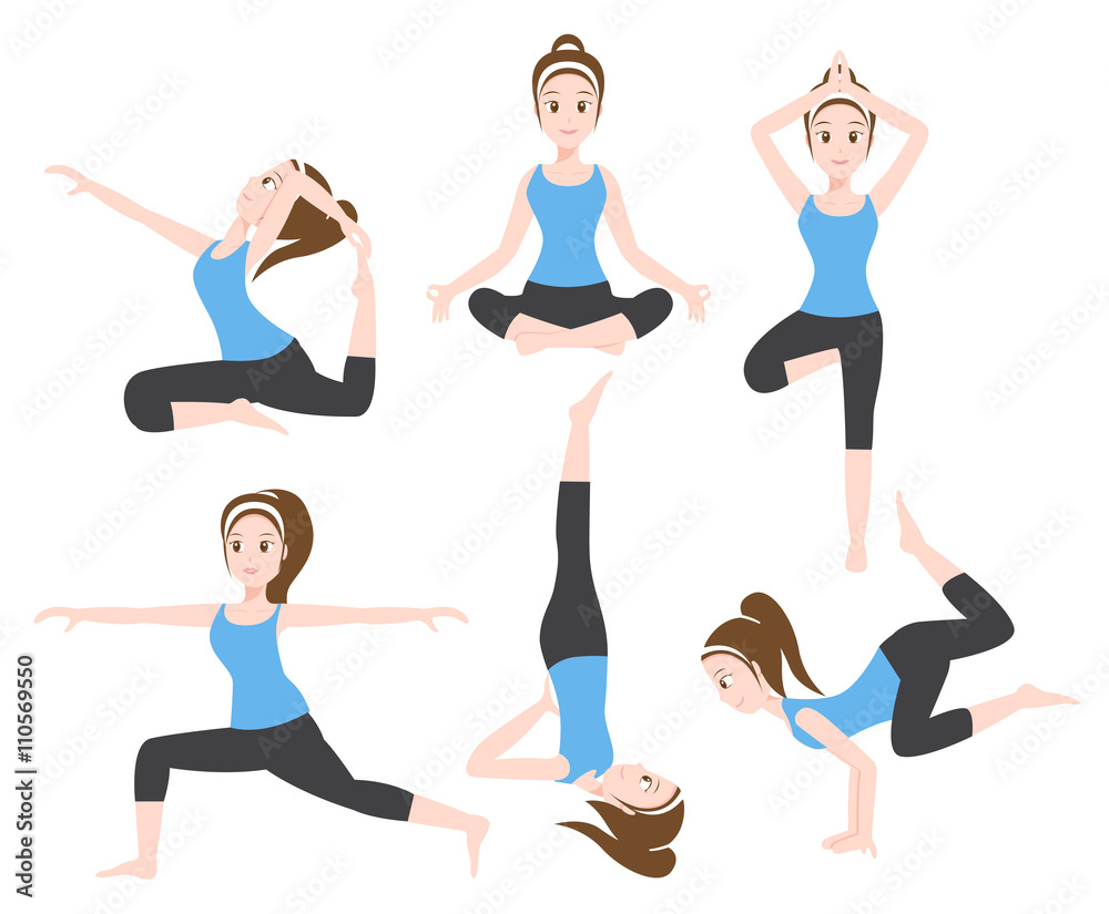 yoga charector 6 set , vector yoga charector 6 set , vector