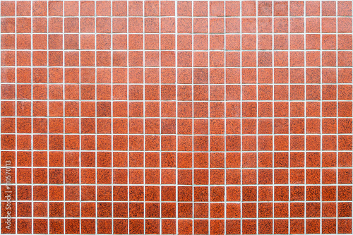 mosaic made of red ceramic tiles in form of squares in rectangular form