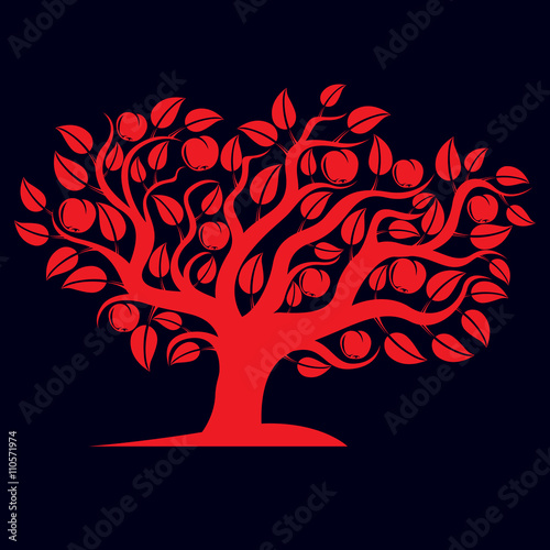 Fruity tree with ripe apples isolated on white. Organic and eco
