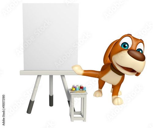 cute Dog cartoon character  with white board © visible3dscience