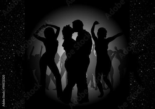 Dance Party Invitation - Black Background Illustration, Vector