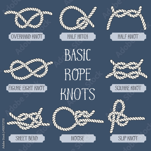 Set of nautical rope knots.