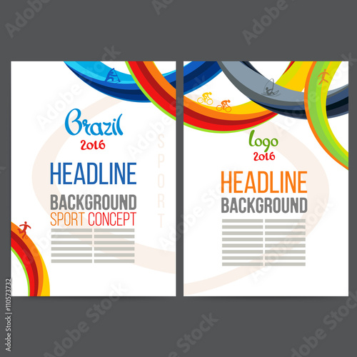 Abstract vector template design with colored lines, waves 