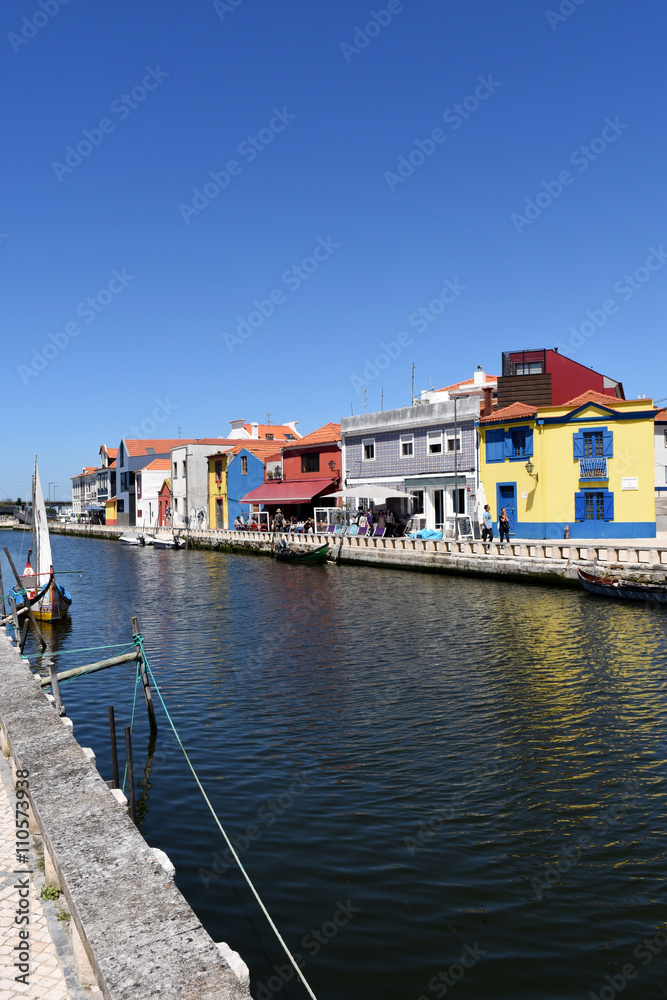 waterway with boats in Aveiro, Beiras region, Portugal