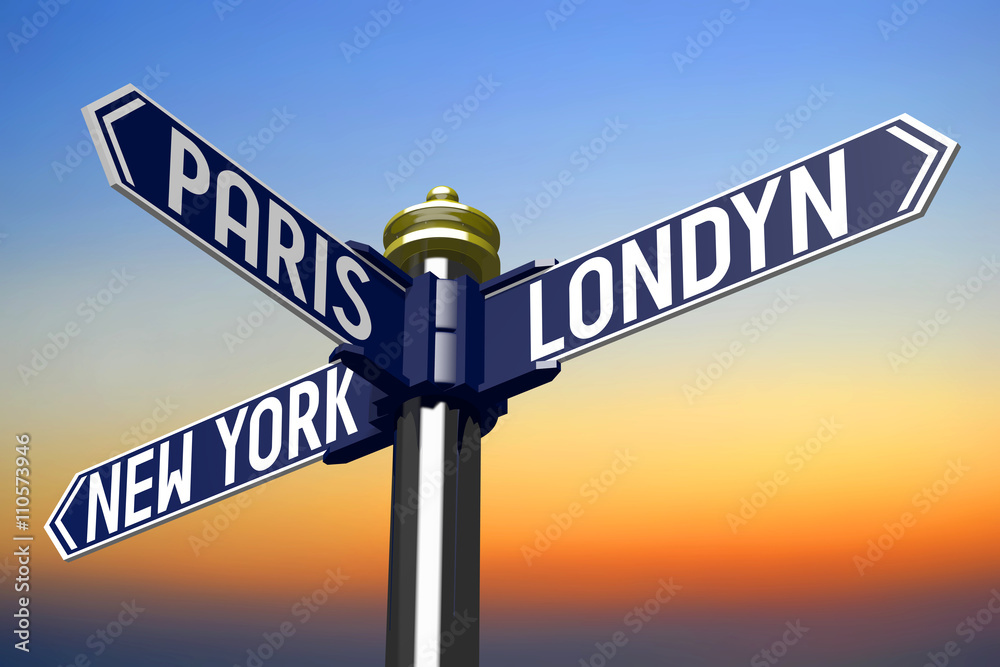 Crossroads sign - capital cities Crossroads sign - capital cities