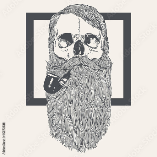 illustration of skull with beard