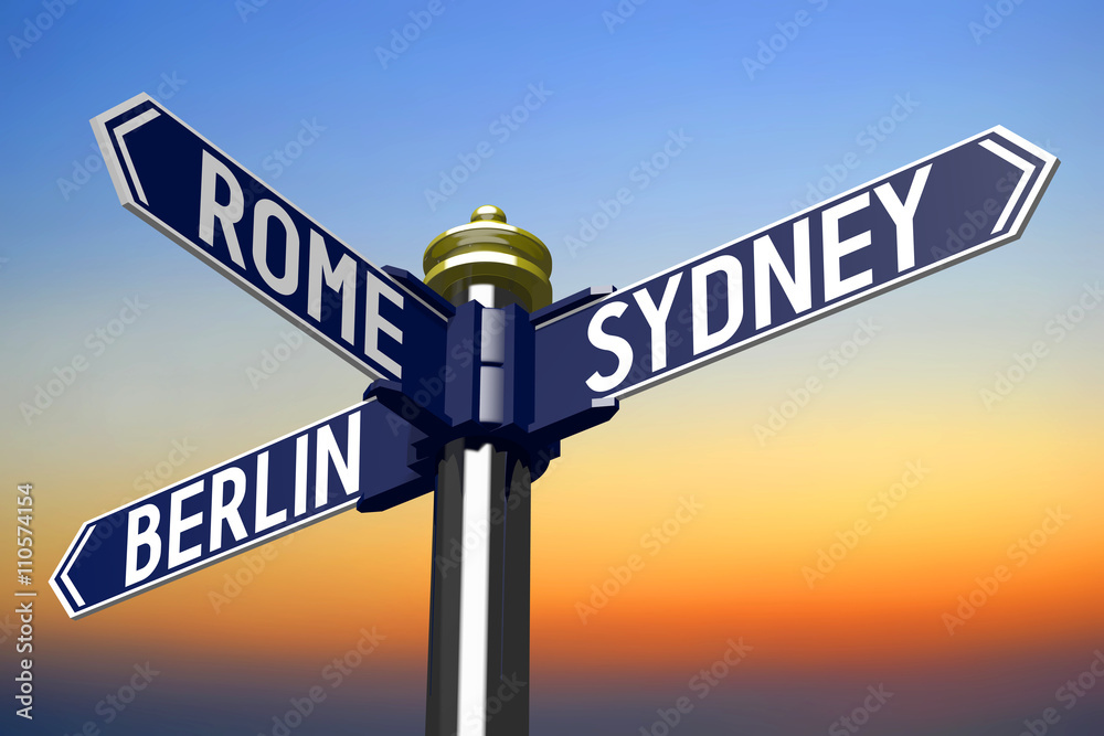 Fototapeta premium Crossroads sign - captal cities concept