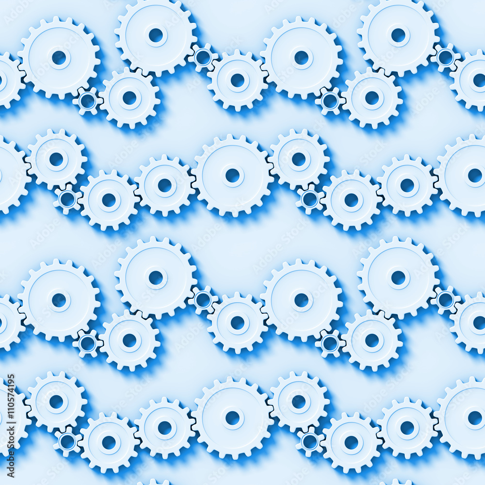 seamless gear mechanism background in shades of blue