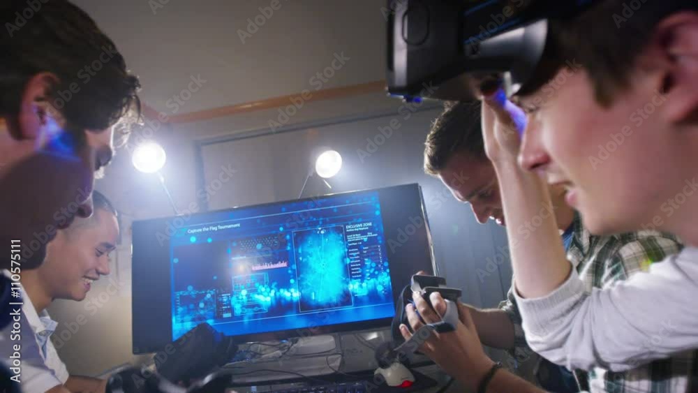  computer gamers remove virtual reality viewers after coming out of a game