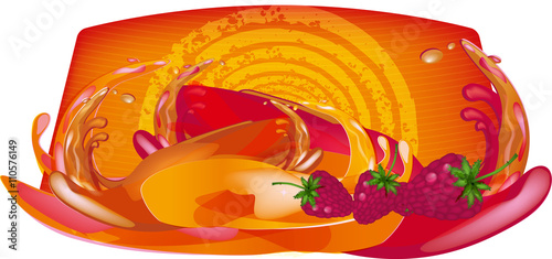 splashes of juice over color background