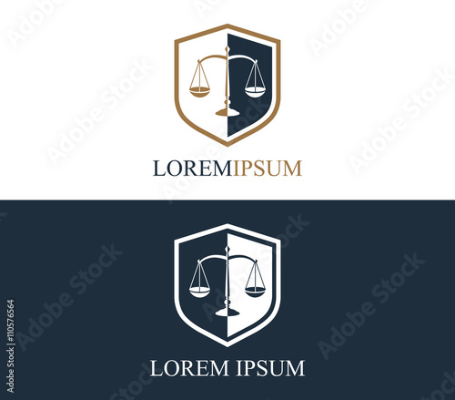 Logotypes with scales on the background of the shield and business cards