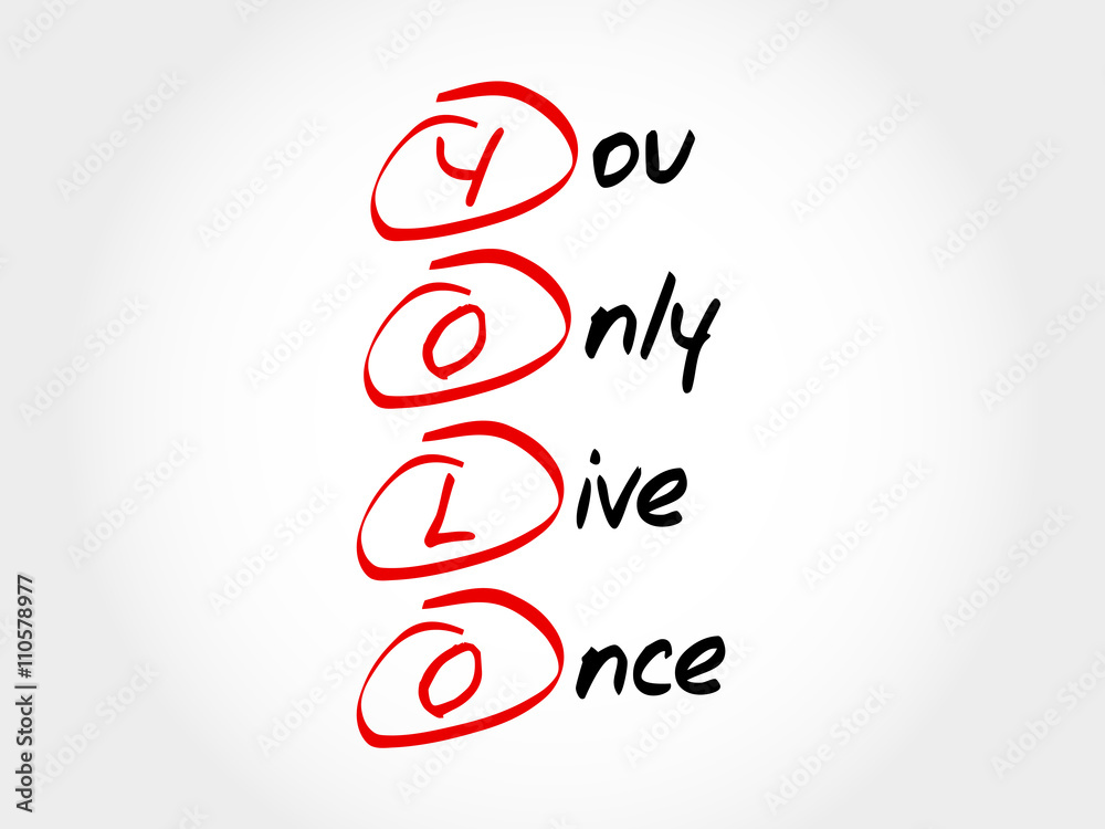 YOLO - You Only Live Once, acronym concept YOLO - You Only Live Once, acronym concept
