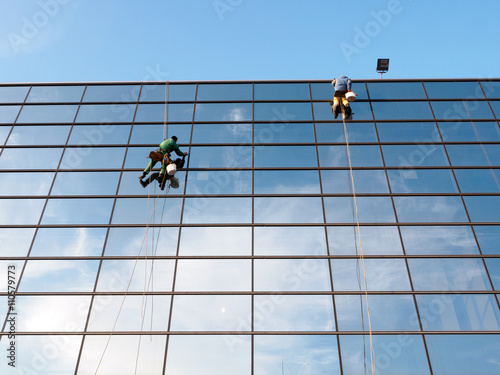 Windows cleaners at the mall