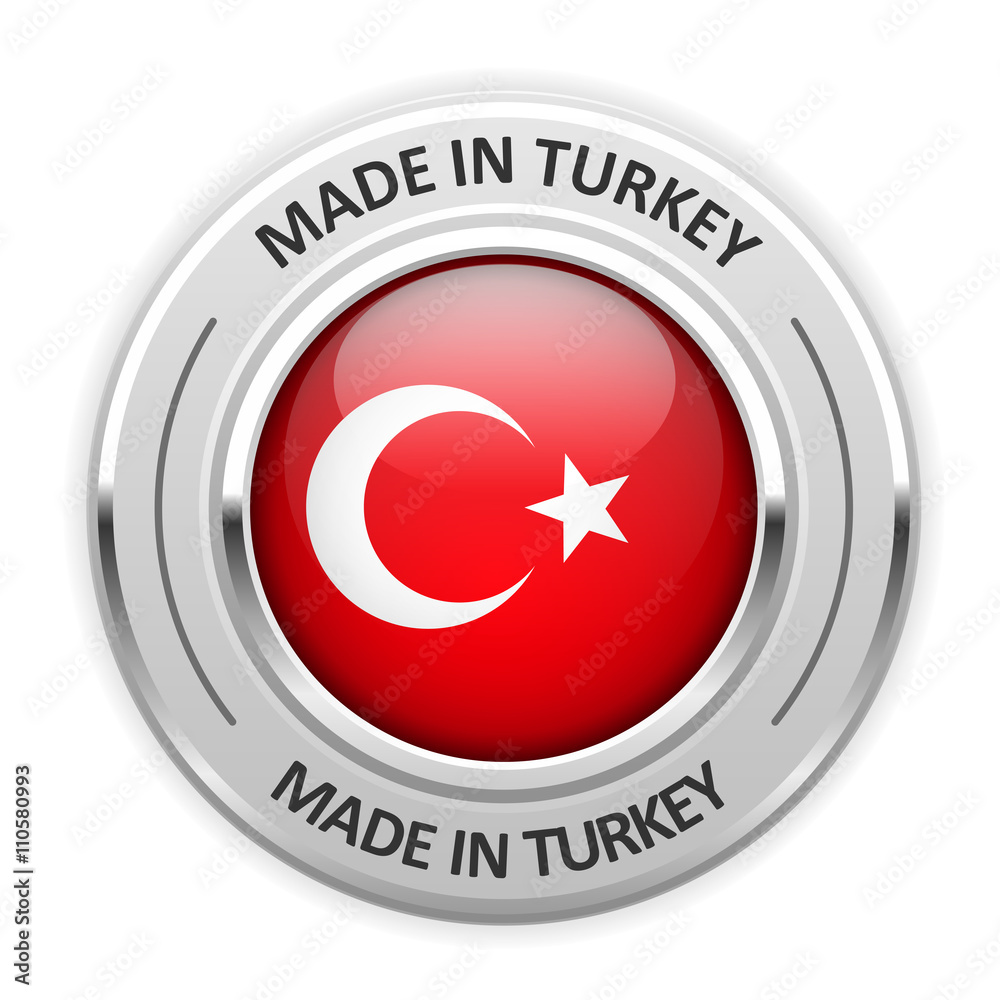 Silver medal Made in Turkey with flag Silver medal Made in Turkey with flag