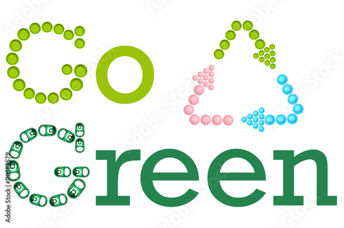Go Green word on white background