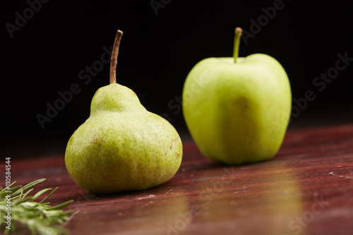 pear and apple on the table