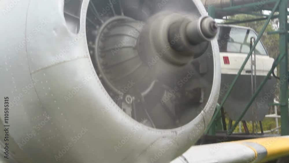 Tilt up from the landing gear to the spinning propellor of an Australian Wirraway training fighter plane. Tilt up from the landing gear to the spinning propellor of an Australian Wirraway training fighter plane.