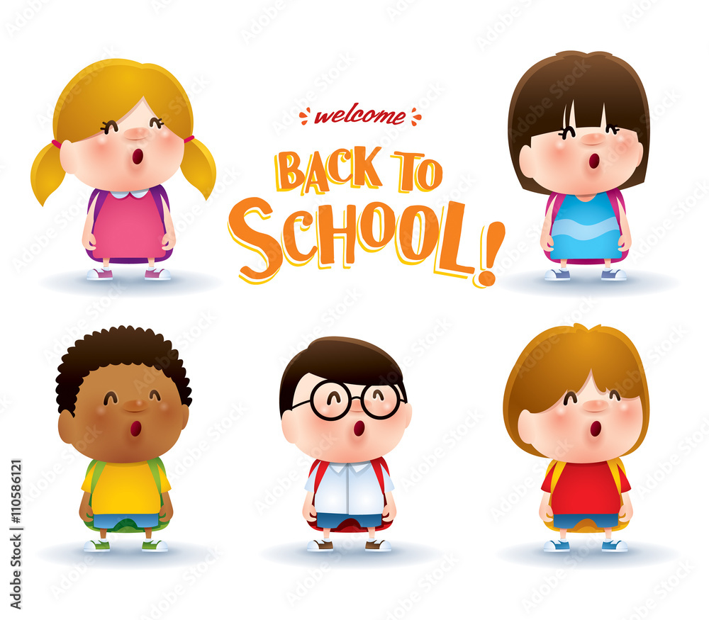 Cute school kids. A variety of adorable kids for back to school design. Cute school kids. A variety of adorable kids for back to school design.