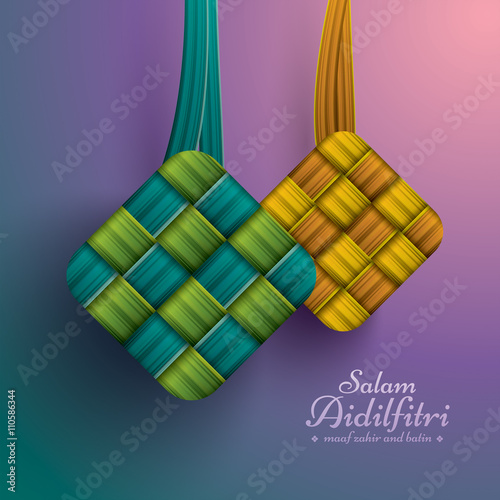 Ketupat (rice dumpling). Salam Aidilfitri means celebration day. Maaf zahir dan batin means please forgive (me) outwardly and internally.