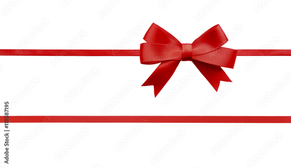 Red horizontal ribbons and bow, isolated on white Red horizontal ribbons and bow, isolated on white