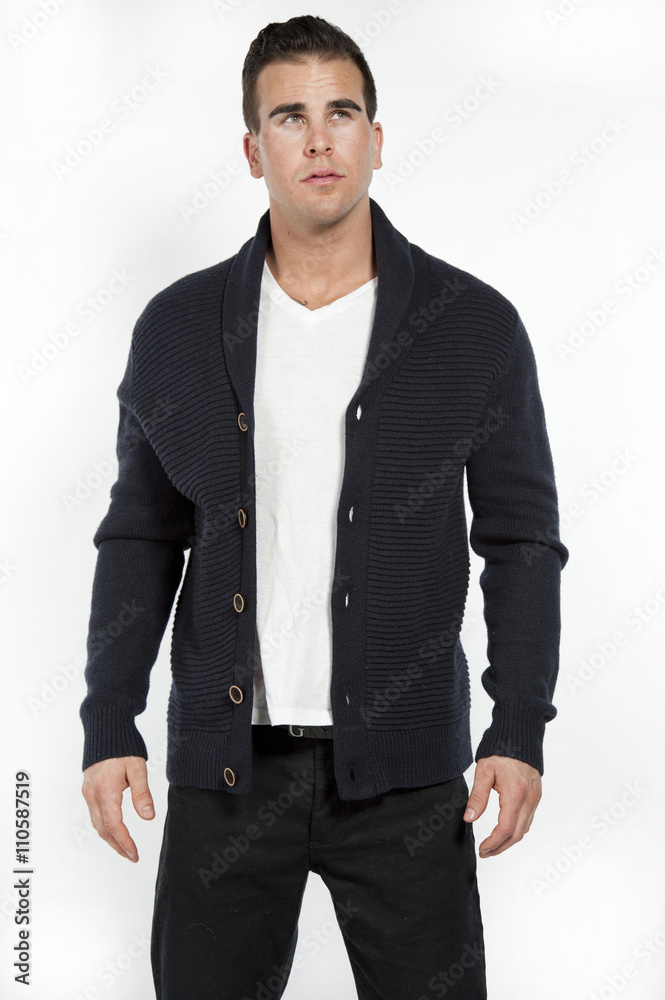 Fototapeta premium White Athletic Male in Sweater