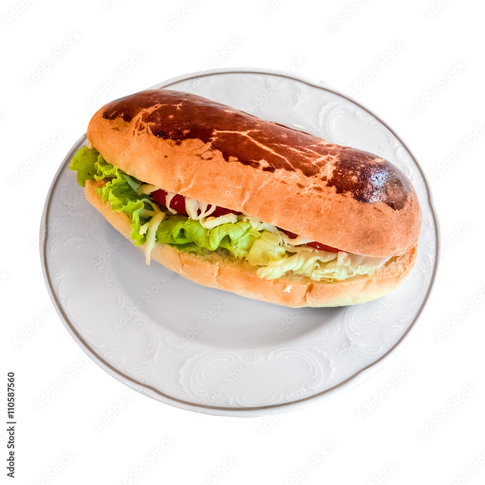 Sandwich with cheese, tomato and lettuce