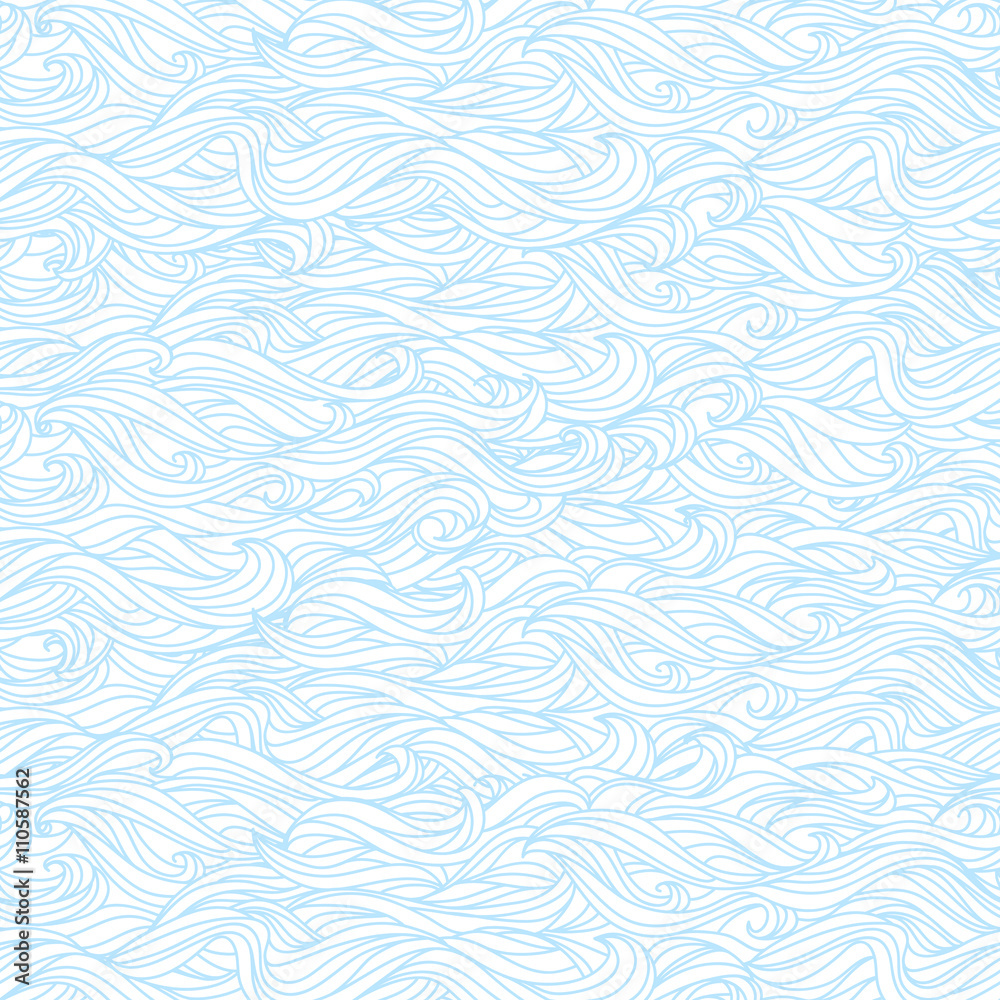 Wavy Seamless Texture. Abstract Light Blue and White Pattern