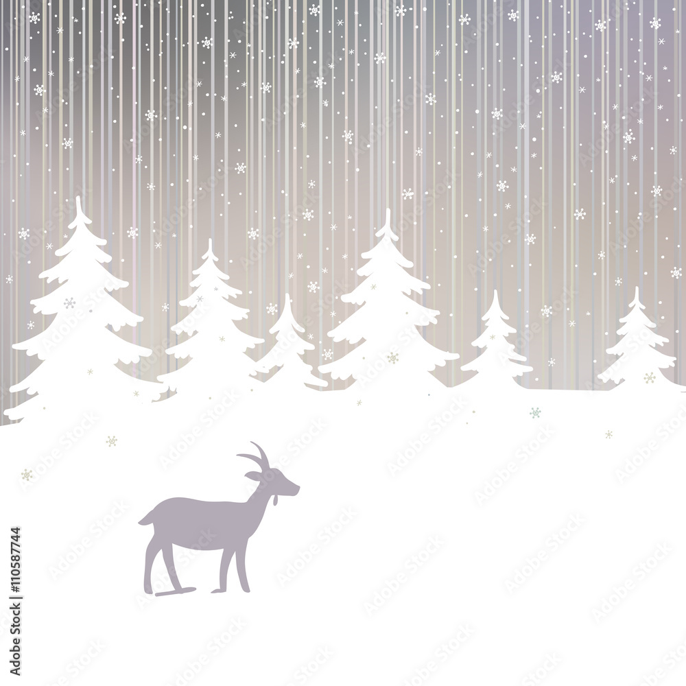 Winter Forest and Goat New Year Background Winter Forest and Goat New Year Background