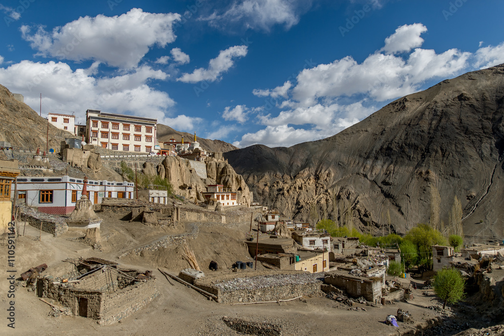 Panoramic view of Lamayuru monastery in Ladakh, India. Lamayuru