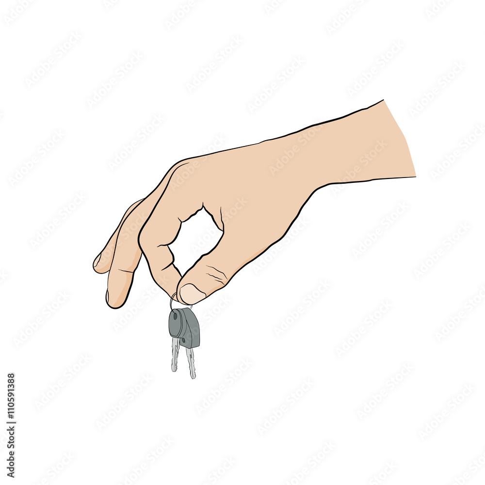 man holding keys with two fingers. Hand with key - icon man holding keys with two fingers. Hand with key - icon