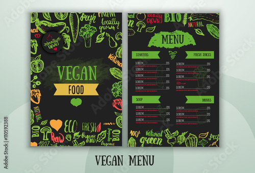 Modern  vegetarian food menu design.