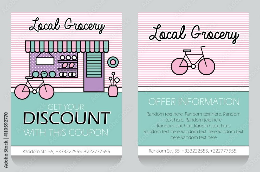 Grocery themed gift voucher template Stock Vector | Adobe Stock