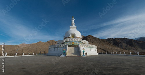 Tall Shanti Stupa near Leh, Ladakh, India