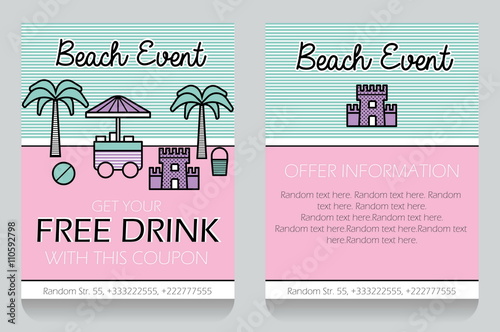 Beach event themed gift voucher template