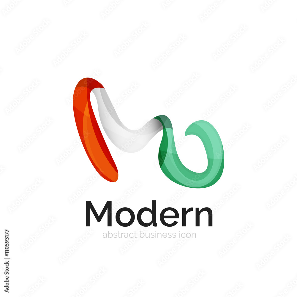 Wave ribbon logo, vector abstract shape