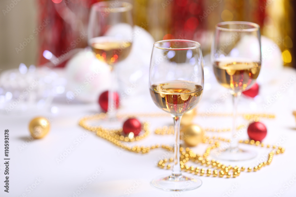 Wineglasses on blurred background