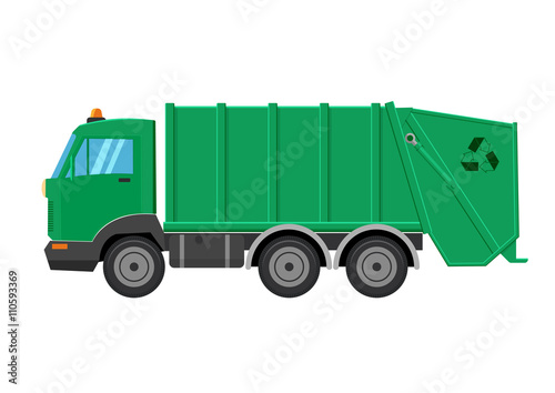Garbage truck vector illustration isolated on white background