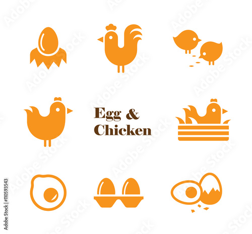 egg and chicken icon set