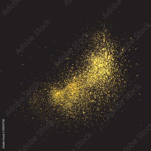 Gold glitter texture on a black background. Vector design elemen